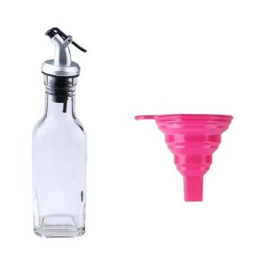 Imagem de Dispensador De Azeite Em Garrafa De Vidro Com Funil De Silicone Para T
