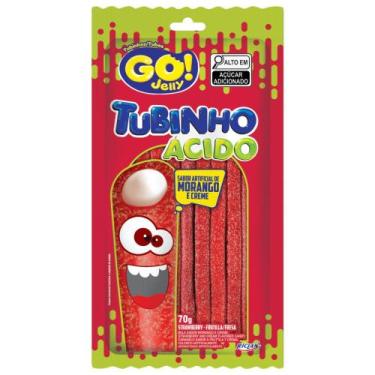 Imagem de Bala GO! Jelly Tubinho Ácido Morango e Creme 70g
