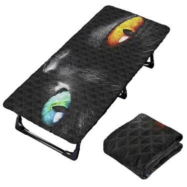 Imagem de Burbuja Lençol de berço preto com olhos de gato para crianças, lençol acolchoado portátil com elástico para meninas e meninos, lavável na máquina, 63,5 x 127 cm