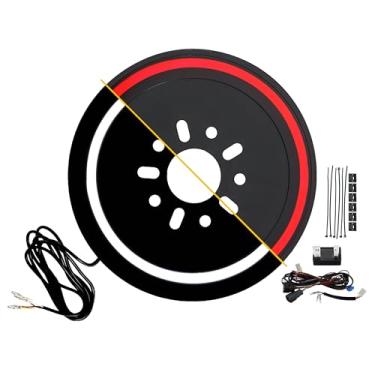 Imagem de USR 07-18 JK WRANGLER Spare Tire 3º Terceiro Luz de Freio SWITCHBACK Vermelho/Branco LED HALO Anel Barra Traseira Luz de Roda Traseira Compatível com Jeep Wrangler JK 2007-2018 (Plug & Play,