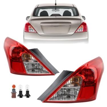 Imagem de KAMDKI Conjunto de luz traseira tipo EUA com luz lateral um par adequado para Nissan Versa Sedan 2012-2019 Luzes traseiras do lado esquerdo do motorista e do lado direito do passageiro com lâmpadas