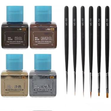 Imagem de Tinta para painel à base de água MP-10~MP-29 40 g para painel de tinta de construção de modelos (ferramentas Hobby) (MP-51/52/53/55 (4 frascos) + MS-130/131/132/133/134/135 (6 canetas de desenho