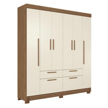 Imagem de Guarda Roupa Casal 6 Portas Guarapuava Jatobá Areia - Santos Andirá