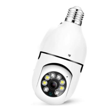 Imagem de Câmera de Segurança Lâmpada E27, WiFi 2.4G, HD, Visão Noturna, Autotracking, Detecção de Movimento, Áudio Bidirecional, Suporta até 128GB, IP44, Bivolt 110-220V