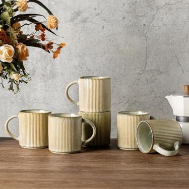 Imagem de GBHOME Canecas de café de 325 ml, xícaras de café de cerâmica com alça para homem, mulher, pai, mãe, conjunto de 6 canecas de café modernas para latte/cappuccino/cacau/chá/cacau/leite. Seguro para