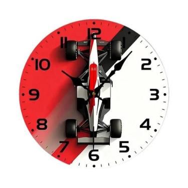 Imagem de Relógio De Parede Redondo De Madeira Silencioso Com Design De Carro F1