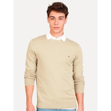 Imagem de Suéter Tommy Hilfiger Masculino Crewneck Essential Cotton Areia-Masculino