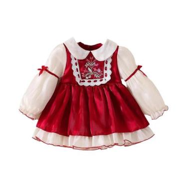 Imagem de Vestido De Malha Com Manga Longa E Gola De Laço Para Meninas, Vestido 