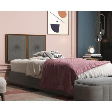 Imagem de Painel Cabeceira Box Solteiro 0,90 Duda Madeira Suede Cinza  - Comprar