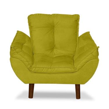 Imagem de Mini Poltrona Cadeira Opala Infantil De Criança Suede Amarelo - Kibara