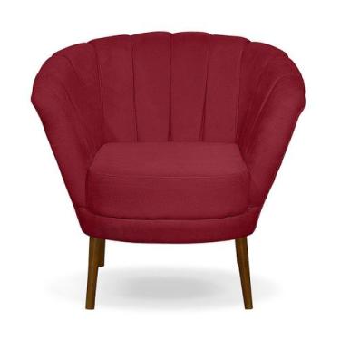 Imagem de Poltrona Cadeira Pétala Flor Decorativa Suede Vermelho - Kibarato Móve