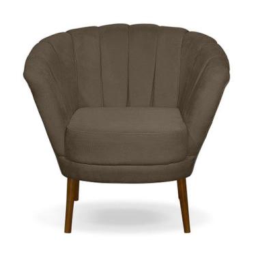 Imagem de Poltrona Cadeira Pétala Flor Decorativa Suede Marrom - Kibarato Móveis