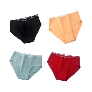 Imagem de Calcinhas De Algodão plus Size Para Mulheres, 4 Peças/Conjunto, Cintur