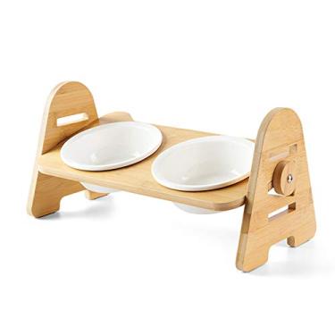 Imagem de Alimentador elevado para cães e gatos, tigela única, suporte elevado com tigela de cerâmica incluída, perfeito para cães e gatos pequenos A (B)