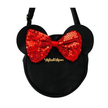 Imagem de Bolsa Tiracolo Circular Rosto Assinatura Minnie 22x6x22cm Disney