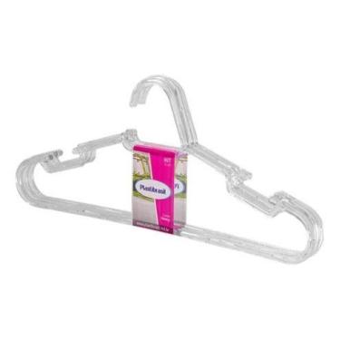 Imagem de Cabide Acrílico Adulto Cristal 43cm Com 3un. - Plastibrasil