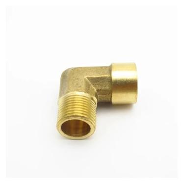 Imagem de Conector de acoplador adaptador de encaixe de tubulação de latão de cotovelo de 90 graus BSP macho para fêmea 1/5.1 cm para água, combustível e gás