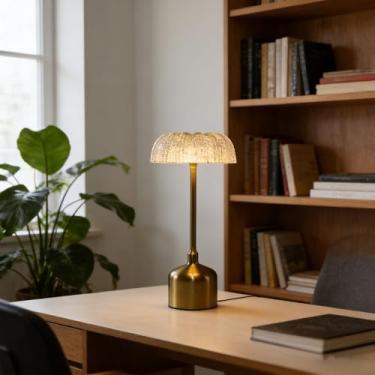 Imagem de Luocute Abajur Sem Fio, Recarregável, 3000mAh LED Luz Noturna, Abajur Nórdico retrô de Cabeceira Com Cabo de Carregamento USB, para Sala de Estar, Quarto, Escritório, café