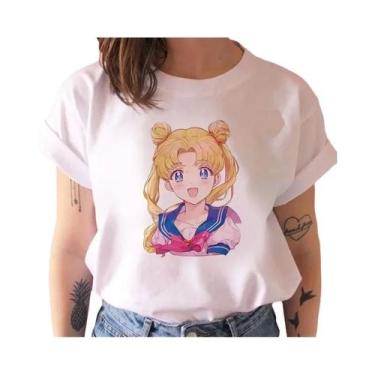 Imagem de Camiseta Feminina Estilo Harajuku Anos 90 Com Estampa De Gato Kawaii, 