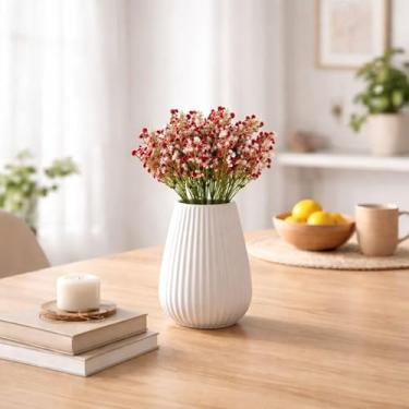 Imagem de Arranjo de Flor Mosquitinho Decorativa Vermelha, Plástico, 34cm de Comprimento, Kit com 2 Unidades para Decoração de Ambientes na cor vermelha