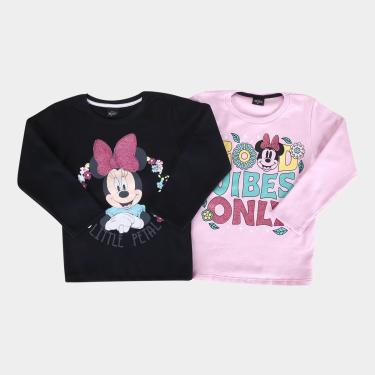 Imagem de Kit Blusa Moletom Infantil Disney Manga Longa Minnie Mouse Menina - 2 Peças-Feminino