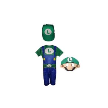 Imagem de Fantasia Roupa Infantil Luigi Com Máscara E Chapéu - Bililika, Verde, 