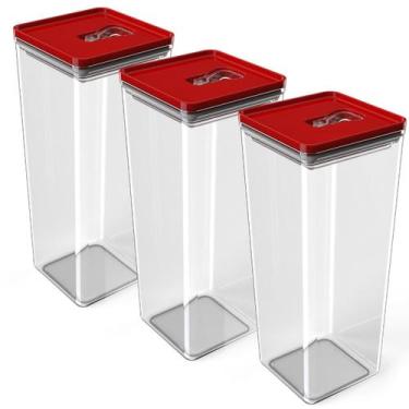 Imagem de Kit Pote Mantimento Hermético 3 Peças de 2,5L Organizador Cozinha Disp