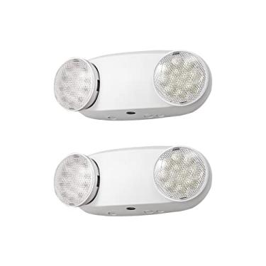 Imagem de TANLUX Luzes de emergência LED com bateria reserva, luminárias de saída comercial ajustáveis de duas cabeças, certificação UL, AC 120/277V, com fio, pacote com 2 (branco)