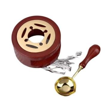 Imagem de Conjunto De Selos De Cera De Madeira Com Forno De Fusão, Colher E Aque