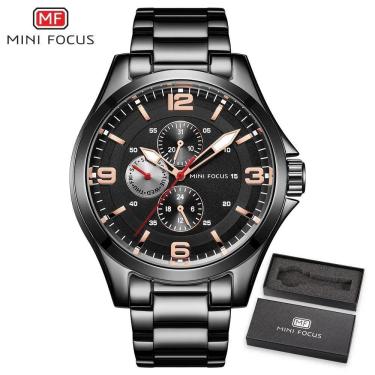 Imagem de Relógio Masculino Mini Focus Mf0199g à Prova D'água Preto