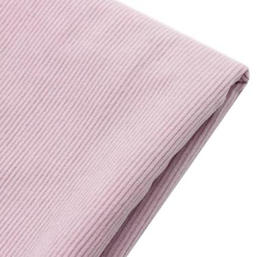 Imagem de David accessories Tecido de veludo cotelê por jarda em cor sólida, 147 cm de largura, material acolchoado bordado macio para material de costura, tecido de vestuário, cor cáqui (rosa claro)