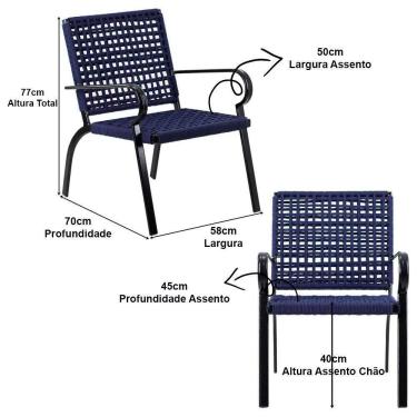 Imagem de Kit 4 Cadeiras Corda Náutica E Mesa Tampo Ripado Varanda Terra Cota