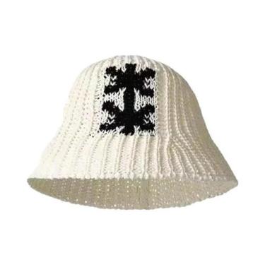 Imagem de Chapéu Bucket Feminino De Verão 2024 Em Tricô Vazado Com Proteção Sola