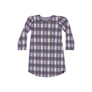 Imagem de Vestido Xadrez Infantil Quimby, Roxo, 10