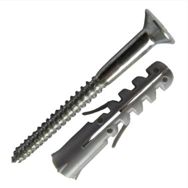 Imagem de Bucha 6mm Nylon com Parafuso Para Madeira Cabeça Chata 4,2x40 Cartela 06 Peças Pmb408 Foxmix Pa