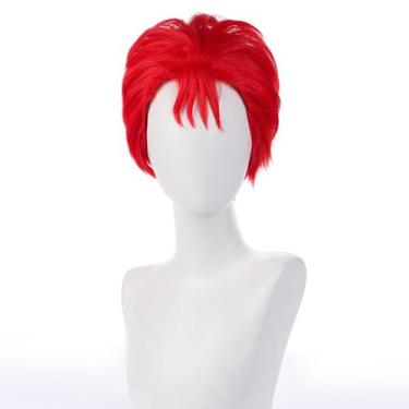 Imagem de Peruca de cosplay curta, vermelha espetada, sintética, 35 cm para home
