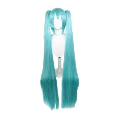 Imagem de Peruca de cosplay Hatsune Miku Anime Cosplay 100cm de altura. Fibra - 