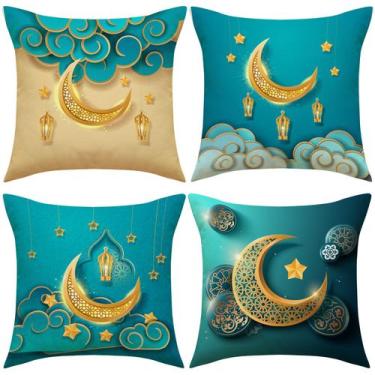 Imagem de Capa de travesseiro Lua Crescente e Estrela do Oriente Médio 45x45cm -