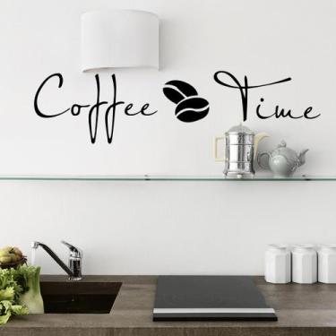 Imagem de Adesivo de parede Coffee Time Decalque removível em PVC 14,5x57cm - yi