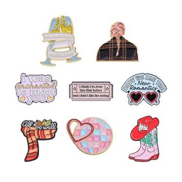 Imagem de Conjunto de 8 broches coloridos, alfinetes de blusa de liga leve e lap