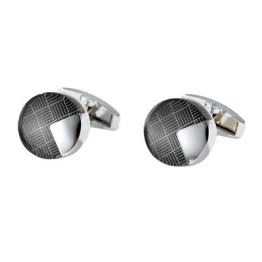 Imagem de Cuff Links genéricos redondos prateados para homens - yiweisai