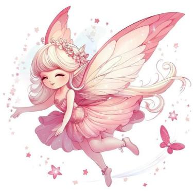 Imagem de Adesivos de parede Fairy Pink Flower PVC Self 40x40cm Girls Room - yiw