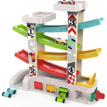 Imagem de Pista de brinquedos com rampa de carro para menino com estacionamento,