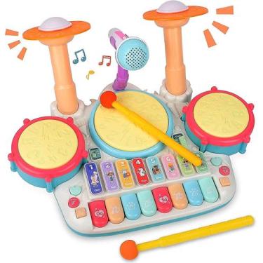 Imagem de Conjunto de bateria e piano Toy Baby 5 em 1 para instrumentos musicais