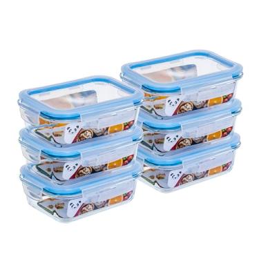 Imagem de Gato Panda Kit 6 Potes de Vidro Hermético 640ml Borossilicato com Tampa 4 Travas – Recipiente Retangular para Marmita, Micro-ondas, Forno e Freezer – Armazenamento de Alimentos – Sem BPA
