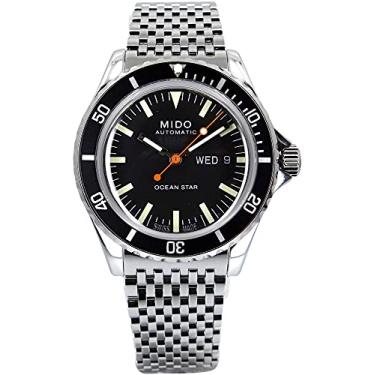 Imagem de MIDO Ocean Star Tribute - Relógio suíço automático masculino - caixa de aço inoxidável de 40,5 mm, Preto em aço inoxidável, Relógio de mergulho