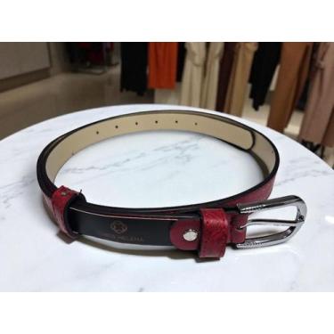 Imagem de Cinto Feminino Social Casual Top Fivela Prata Chris Helena, Vermelho
