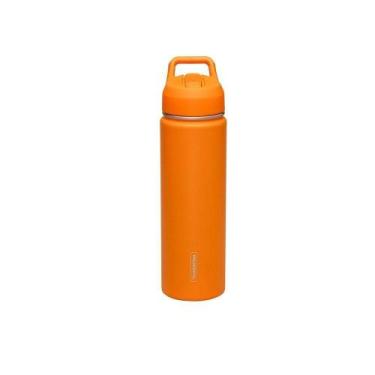 Imagem de Garrafa Térmica Tramontina 650 Ml Em Aço Revestido Laranja Com Canudo 