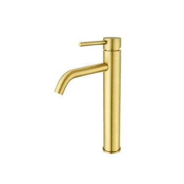 Imagem de MISTURADOR DROP MONOCOMANDO BICA ALTA PARA LAVATORIO EM AÇO INOX DOURADO ESCOVADO DP6202