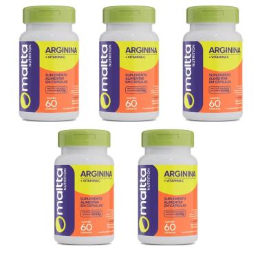Imagem de Kit 5 Arginina + Vitamina C 5x60 cápsulas Maltta-Unissex